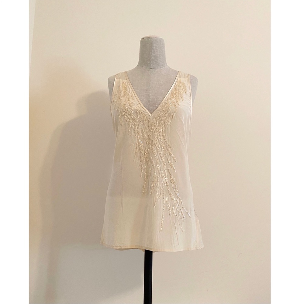 Bebe Cream Silk Tank Top